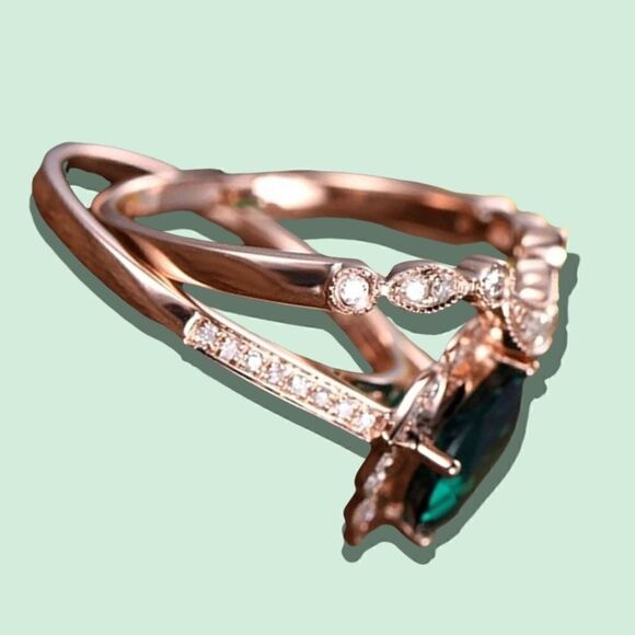 EMERALD DIAMOND WEDDING SET 6,7,8 - Picture 4 of 5